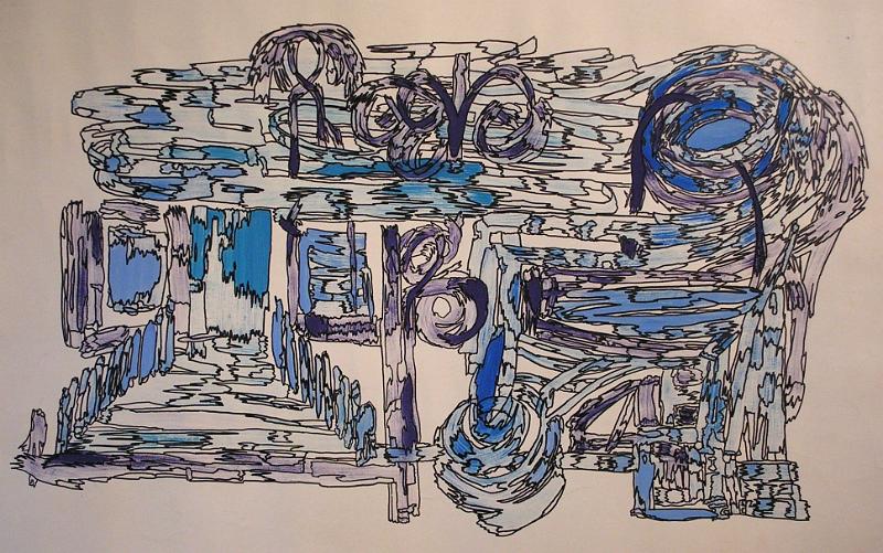 Rhapsody in Blue, 1975, Tempera-Karton, 100x80.jpg